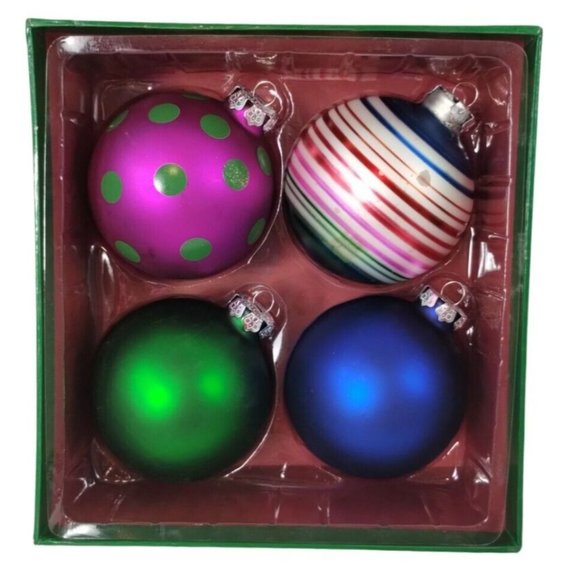 Tommy Hilfiger Fa La La Christmas Ornaments 4 Piece Set 3 inch Ball Exclusive - Picture 6 of 12